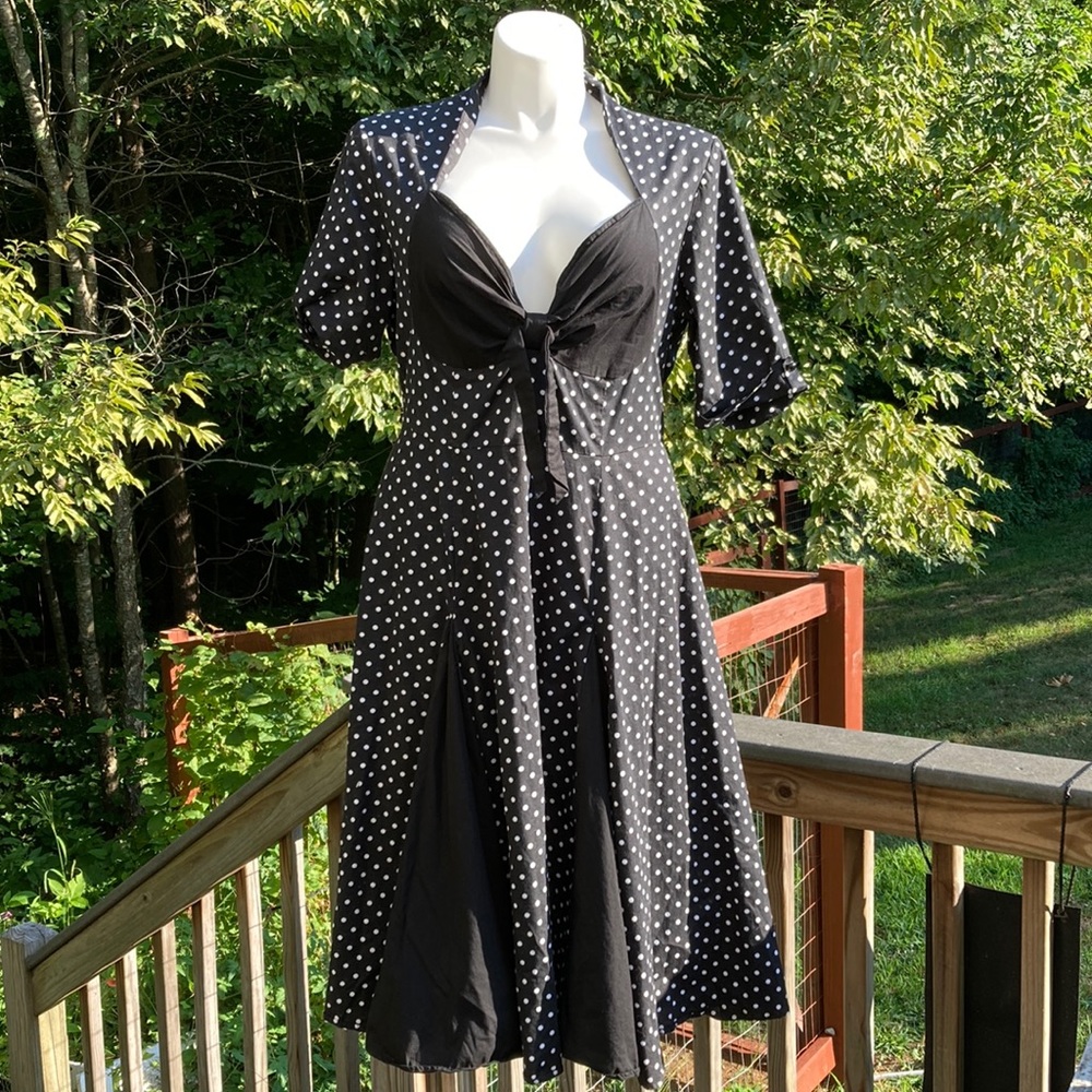 ChicStar swing panel sweetheart neckline black/white polka dot pinup dress 22